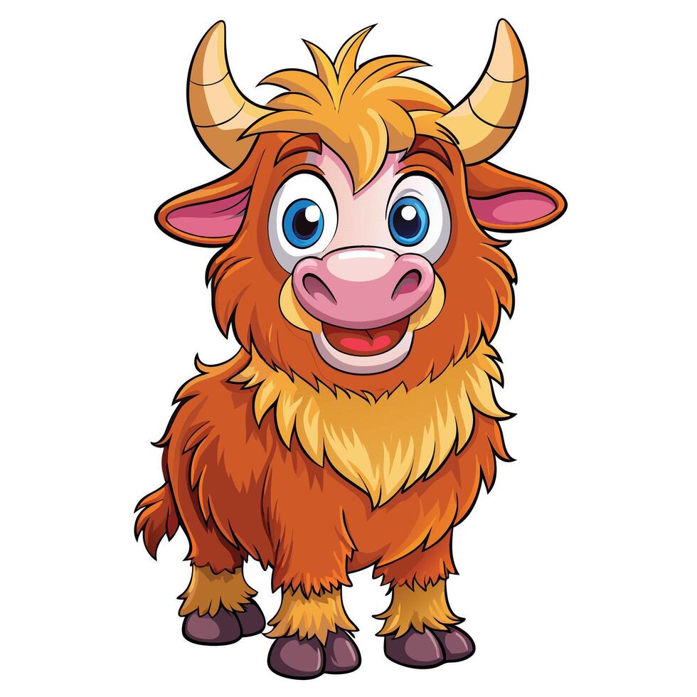Cheerful Cartoon Yak Illustration vector