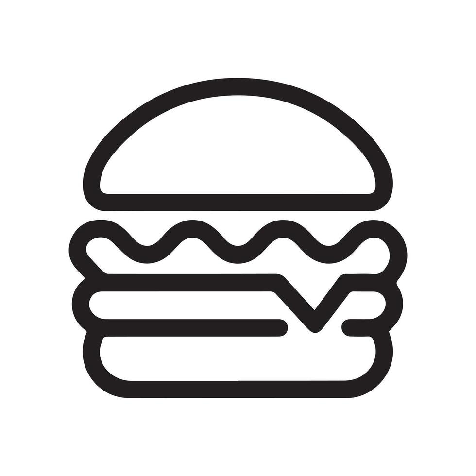 a black and white line drawing of a hamburger vector