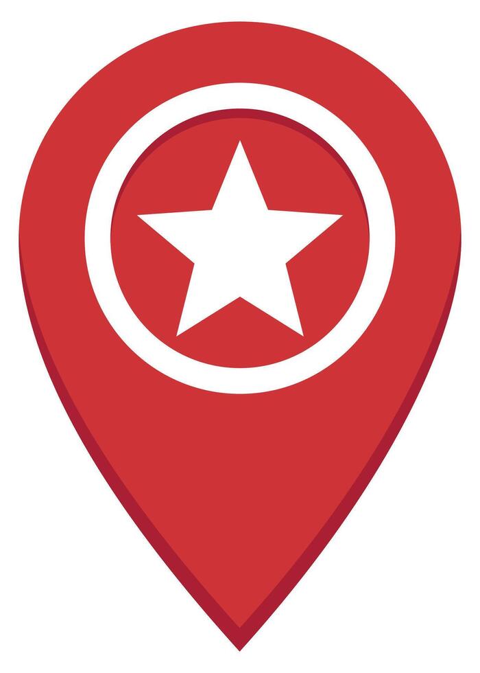 Flat icon of location icon with star inside isolated on white background. vector