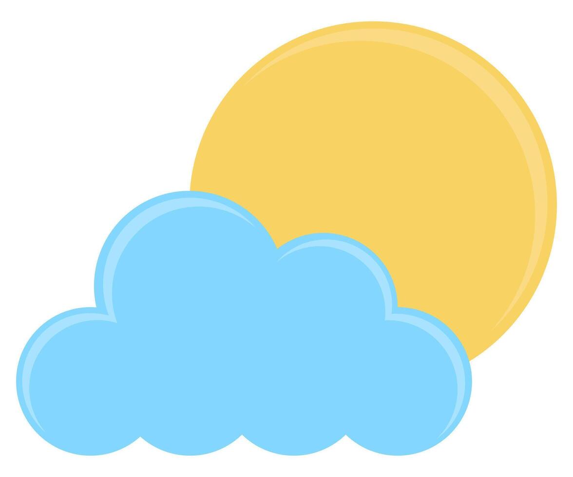 Sun and cloud weather flat icon isolated on white background. vector