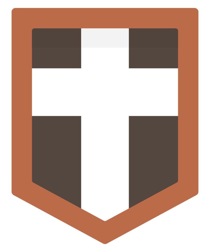 Wooden shield flat icon isolated on white background. vector