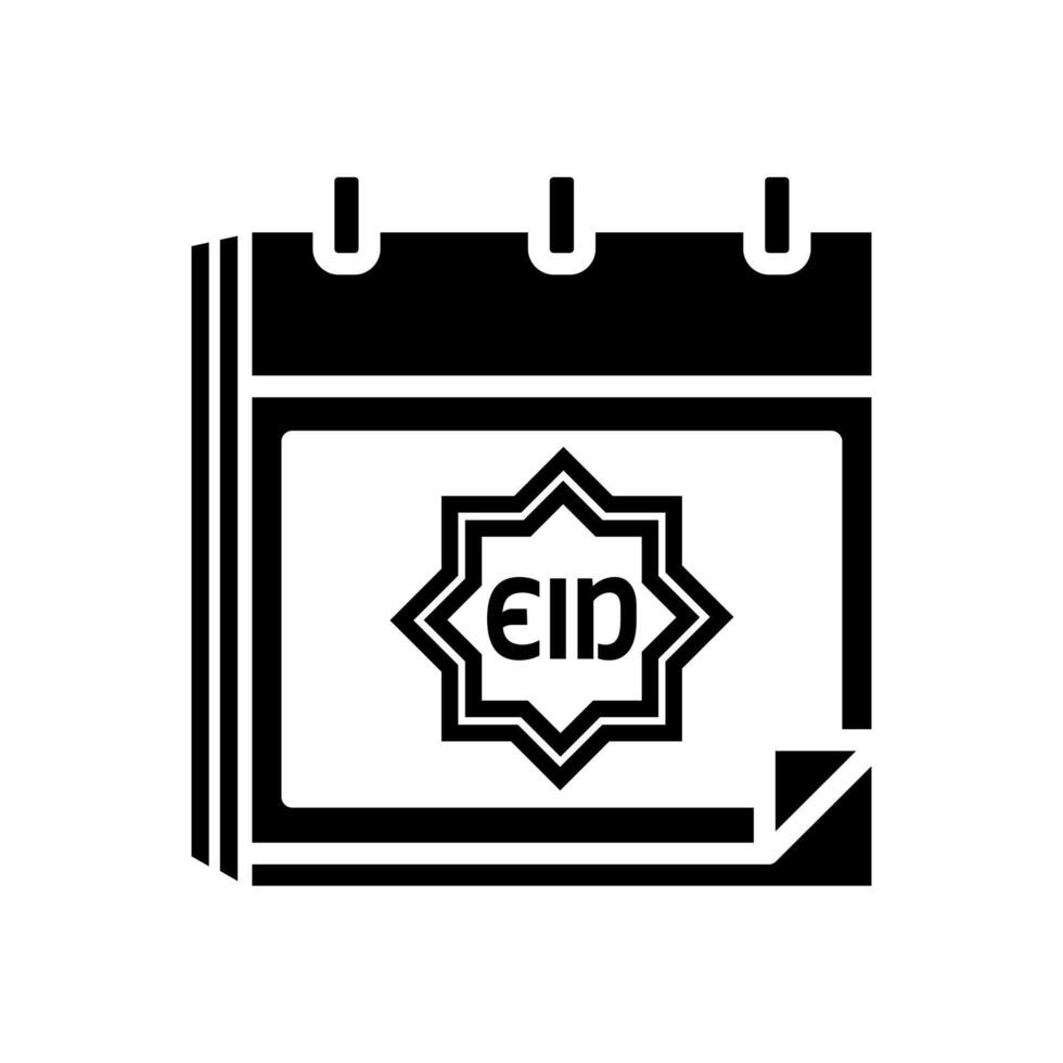 Black and white Calendar icon illustration design with Eid text,Islamic Ramadan icon vector