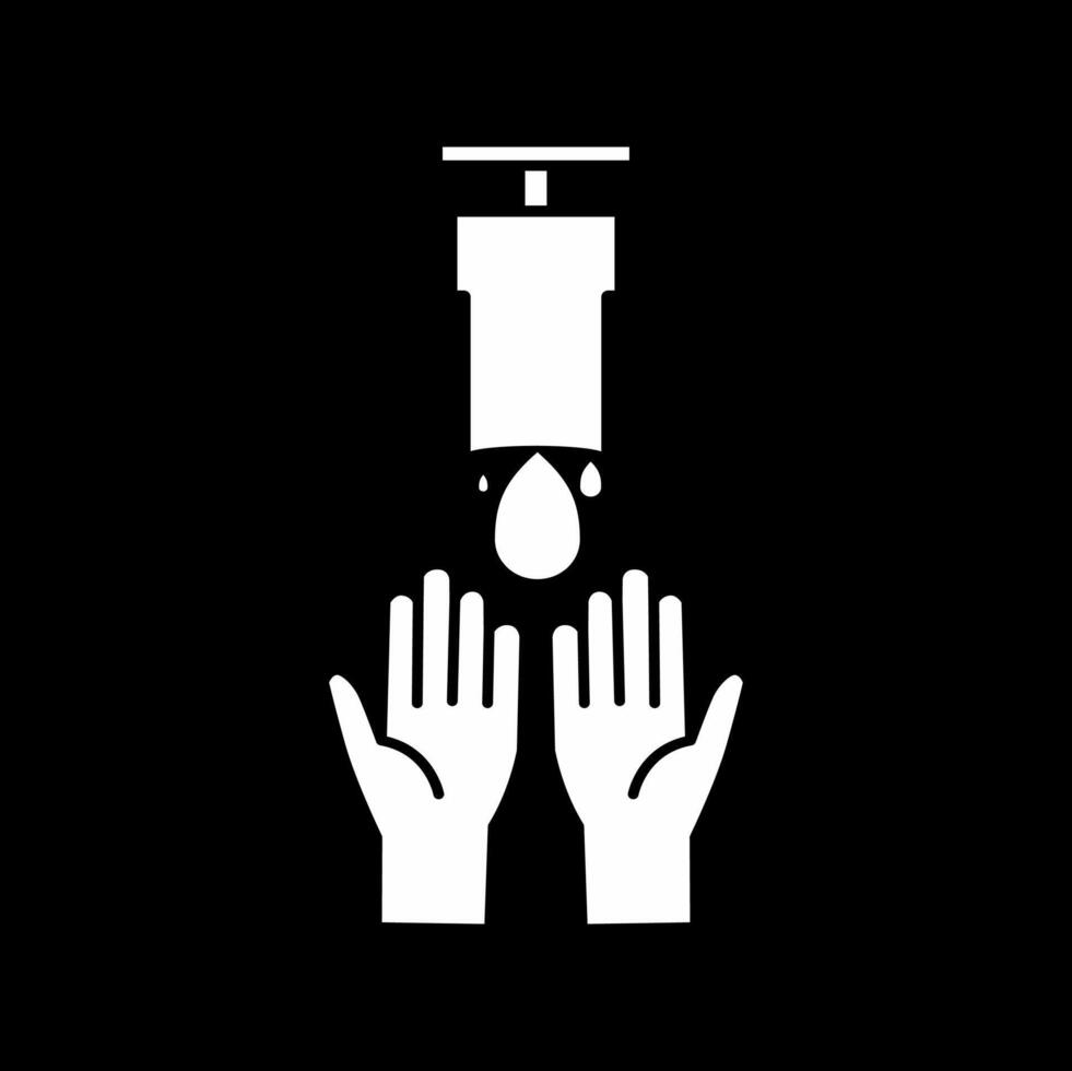 Black and white Illustration design of hand icon taking ablution water, Islamic Ramadan icon vector