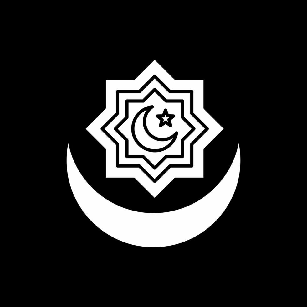 Black and White Islamic moon and mandala icon illustration design, Islamic Ramadan icon 2 vector