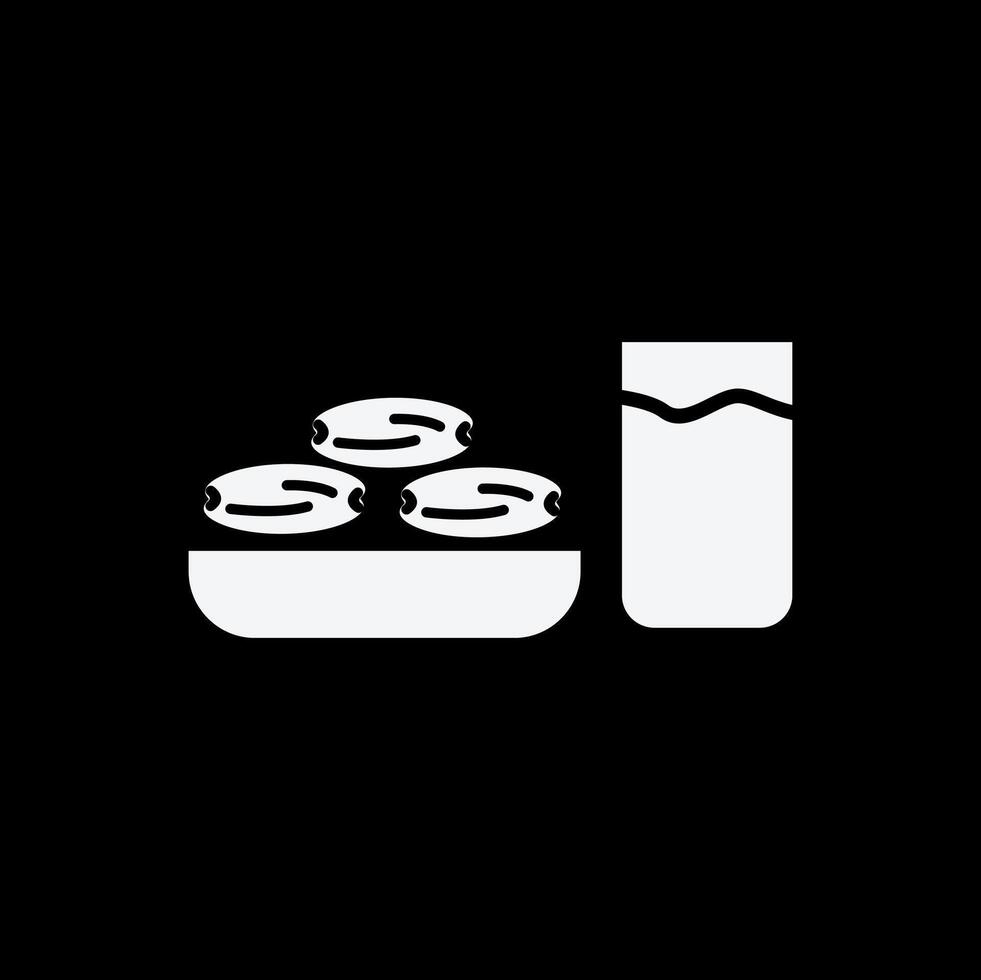 Black and white Illustration design of food and drink icons for breaking fast, Islamic Ramadan icons vector