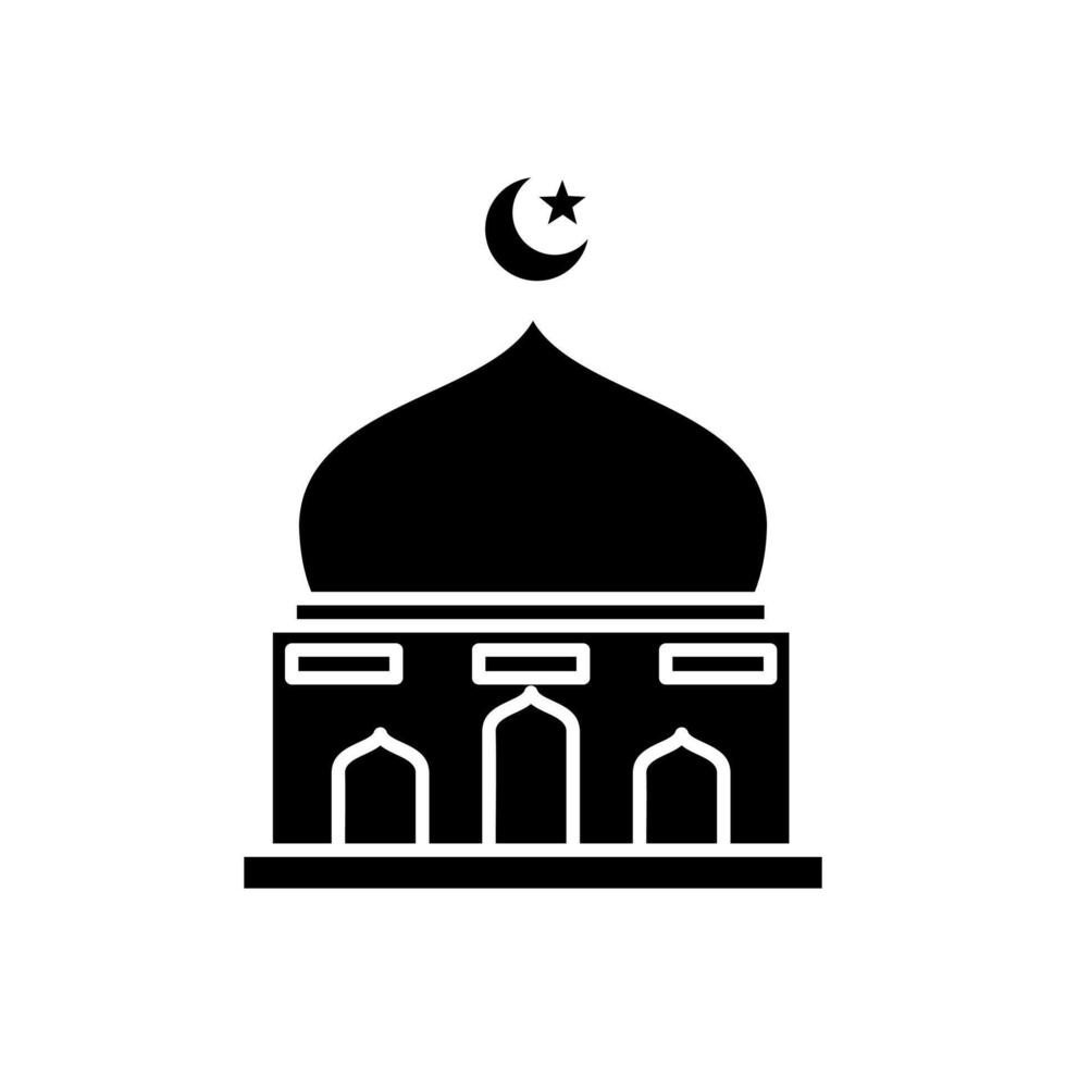 Black and white Mosque dome icon illustration design, Islamic Ramadan icon 4 vector