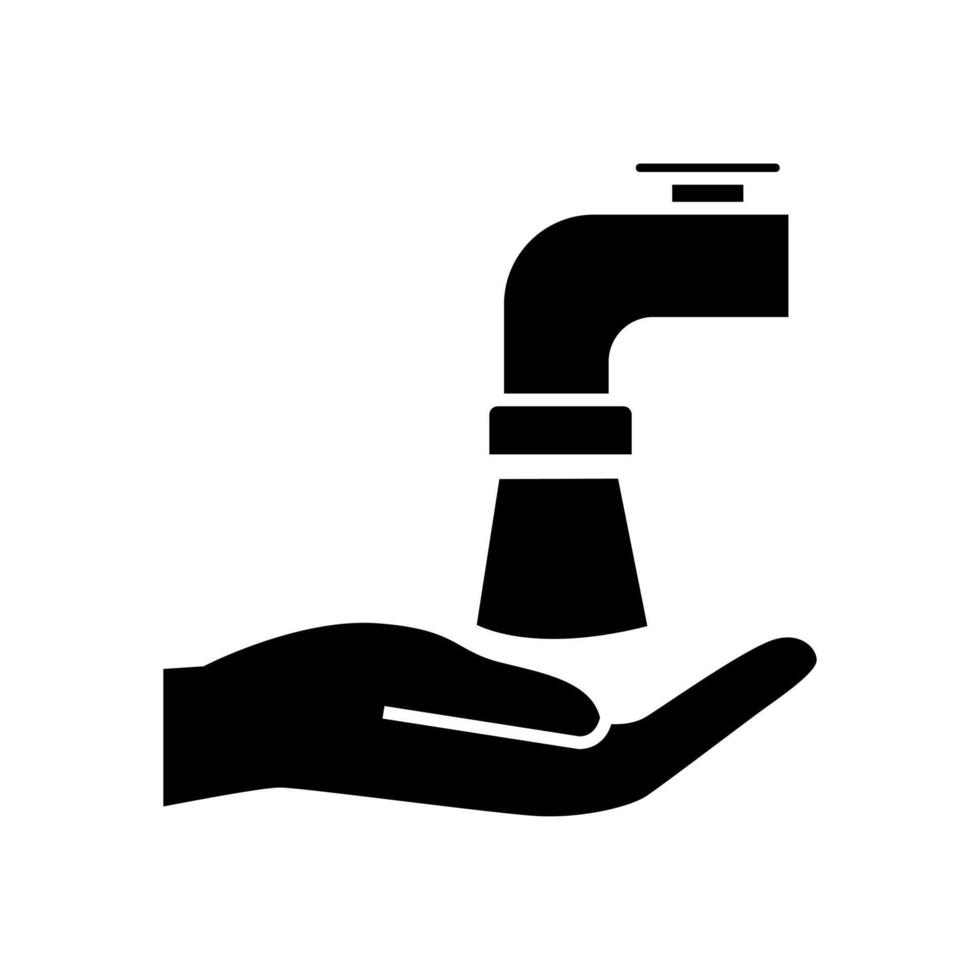 Black and white Illustration design of hand icon taking water for ablution,Islamic Ramadan icon vector