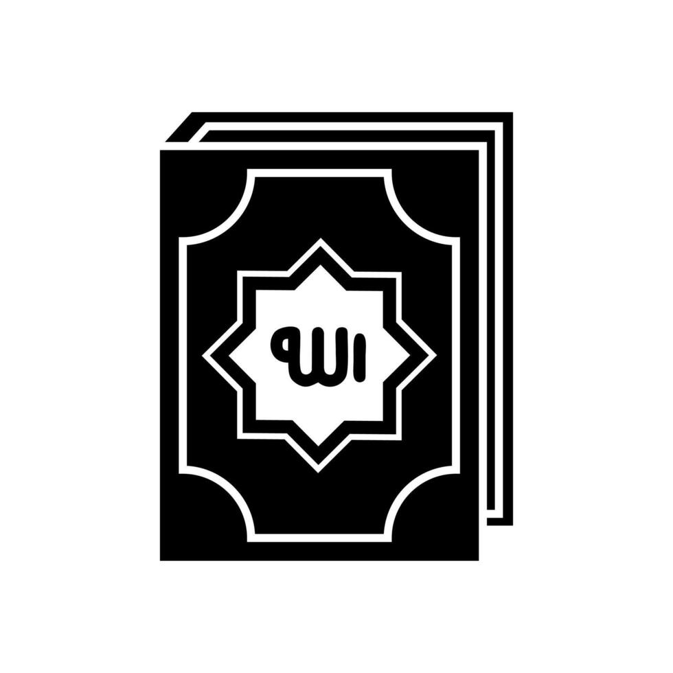 Black and white Illustration design of the Quran icon with the word Allah motif, Islamic Ramadan icon vector