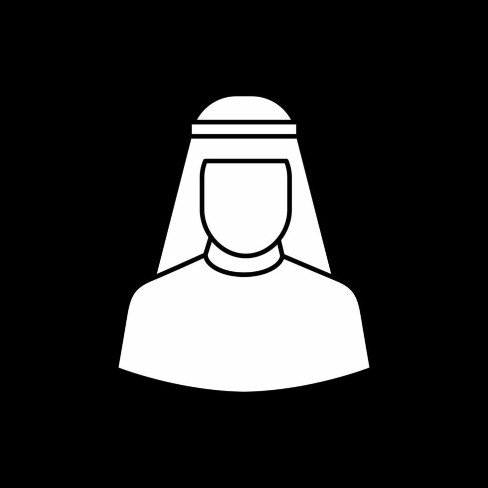 Black and white Muslim man icon illustration design wearing Islamic bandana, Islamic Ramadan icon vector
