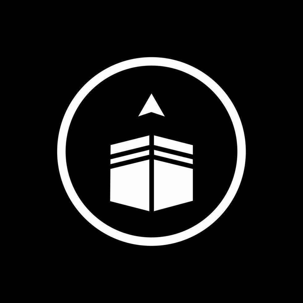 Black and white Illustration design of the direction of the Qibla icon to the Kaaba, the Islamic Ramadan icon vector