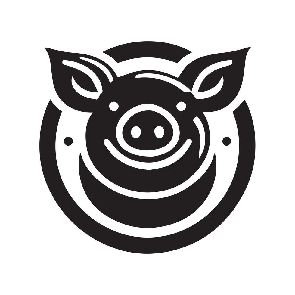 Pig Mascot in a Circular Design vector