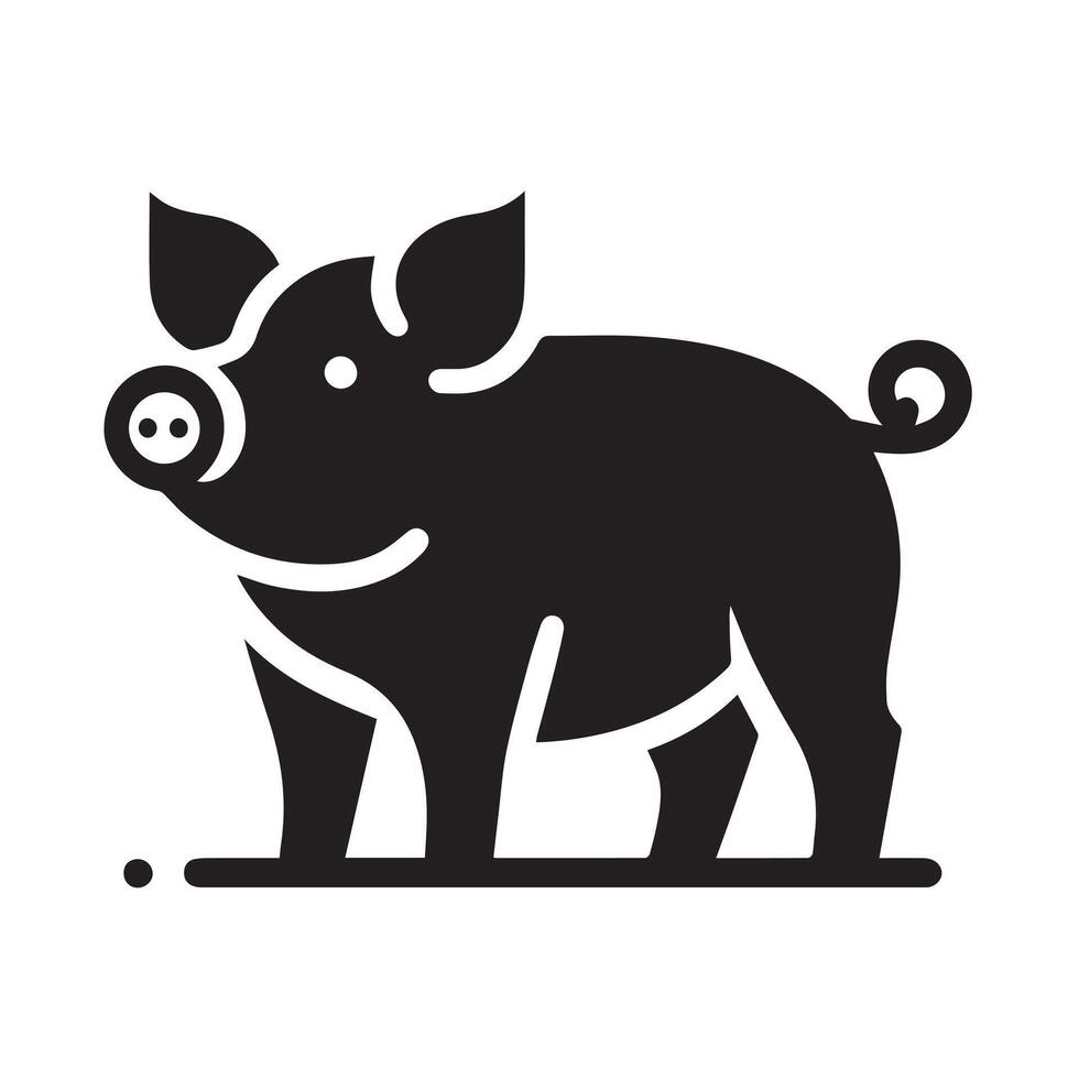 A bold, graphic logo of a pig in a stylized, black and white line art style. vector