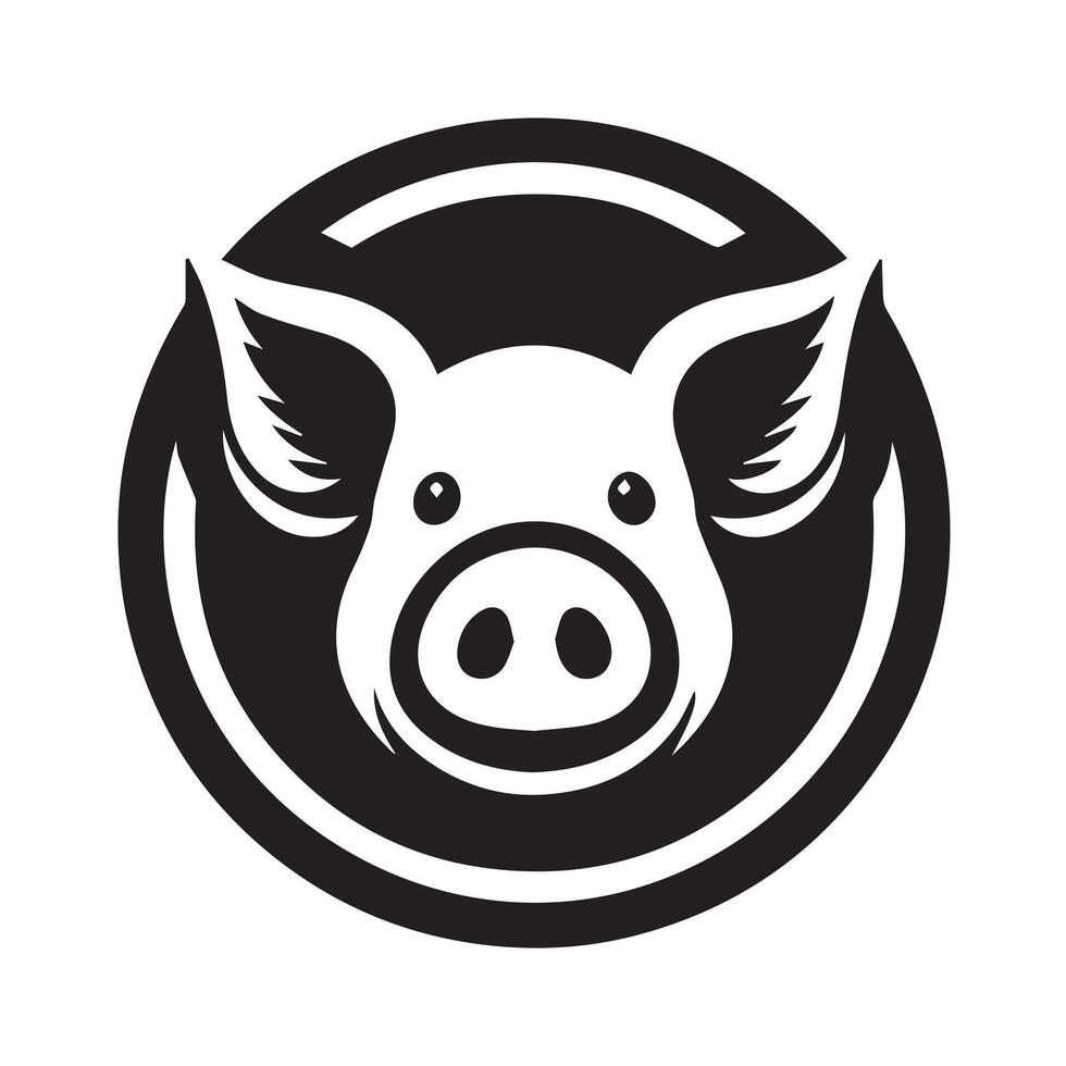 Pig Mascot in a Circular Design icon vector
