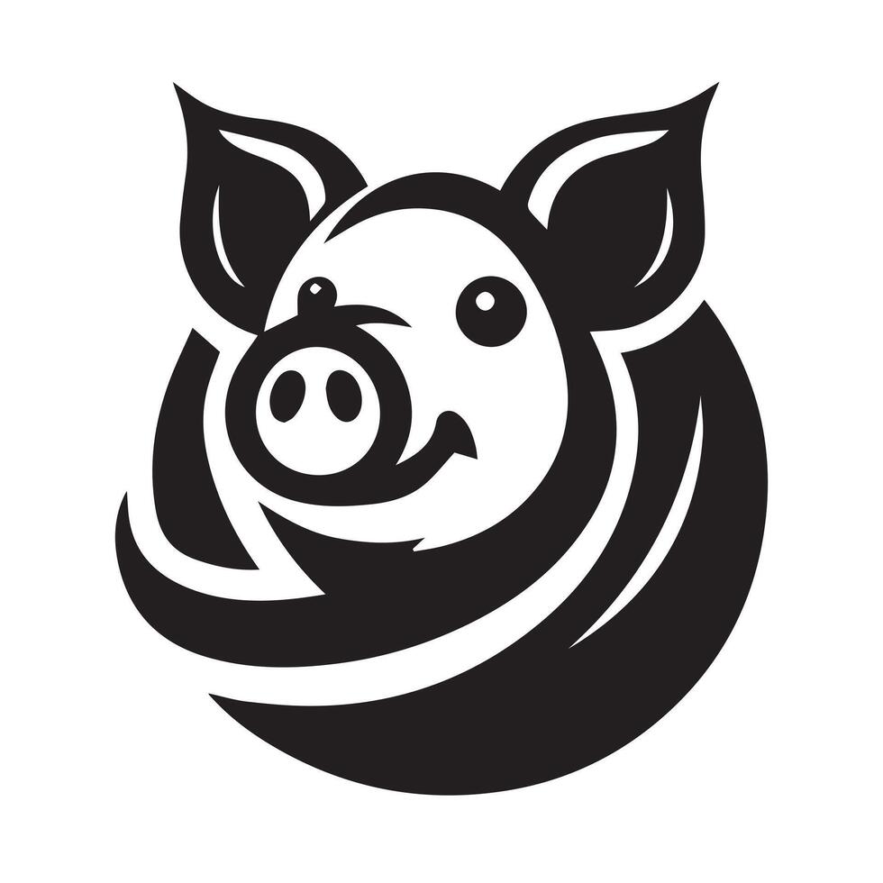 Cute Pig Mascot in a Circular vector
