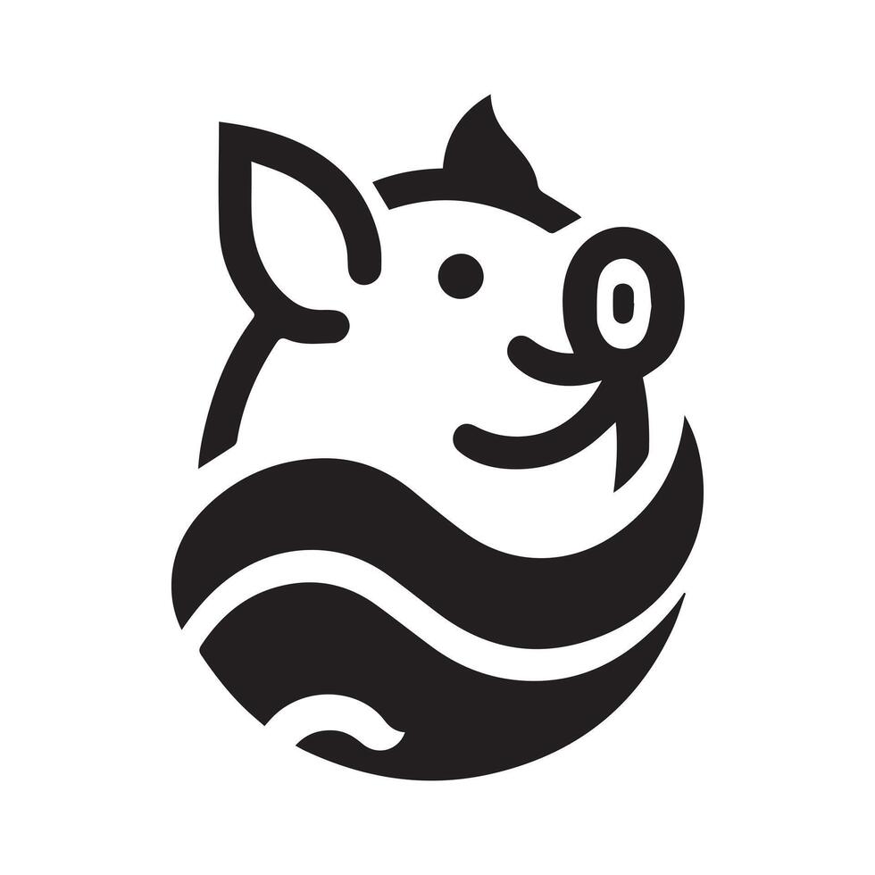 Happy Pig Silhouette Logo Design vector