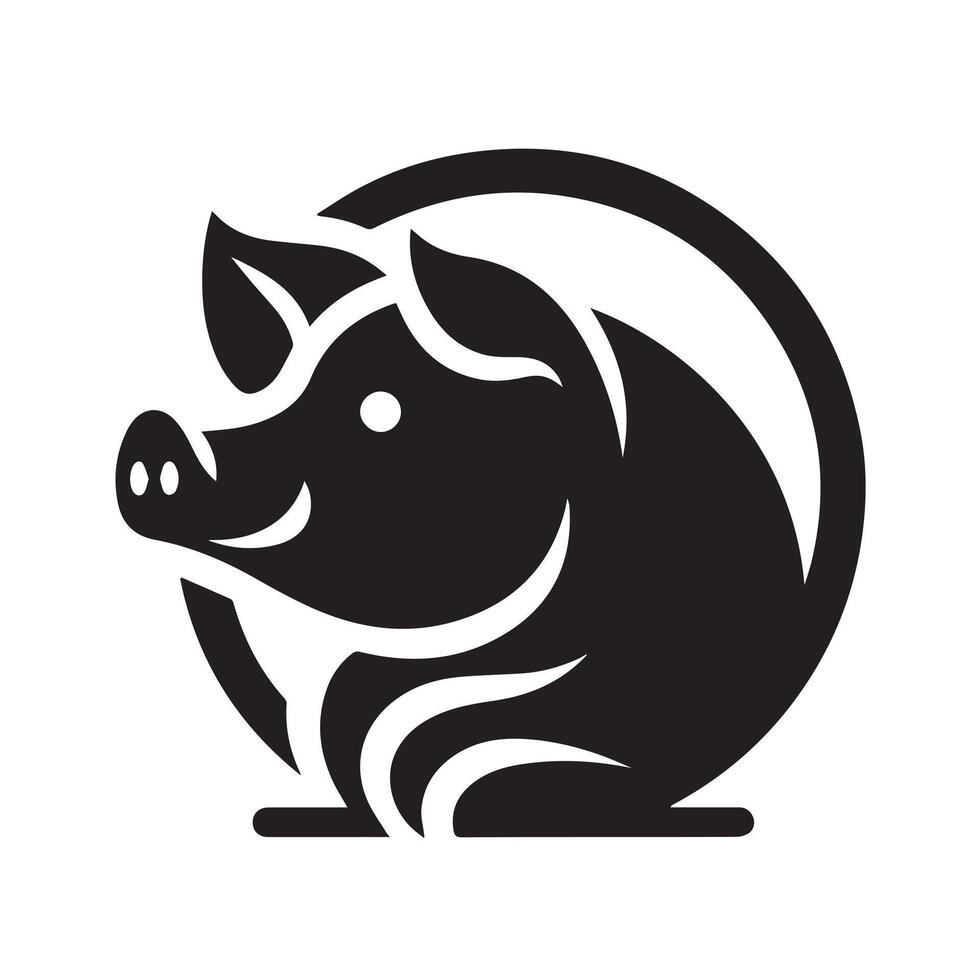 Stylized Pig Silhouette with Floral Design vector