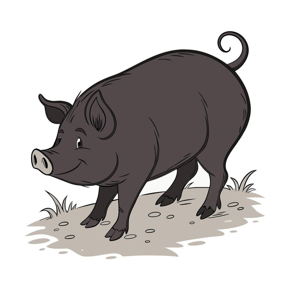 Cartoon Pig Illustration for Children's Books vector
