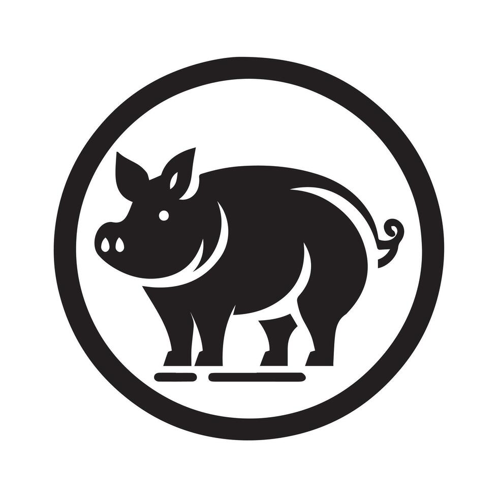 Stylized Silhouette of a Boar with Ornamental Details vector