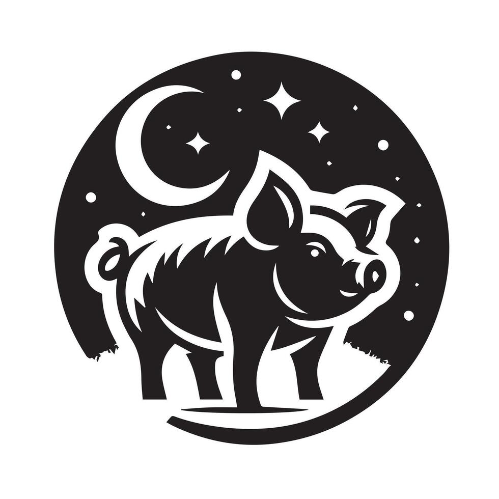 Cute Pig Silhouette with Water Waves, Perfect for Logos or Illustrations vector