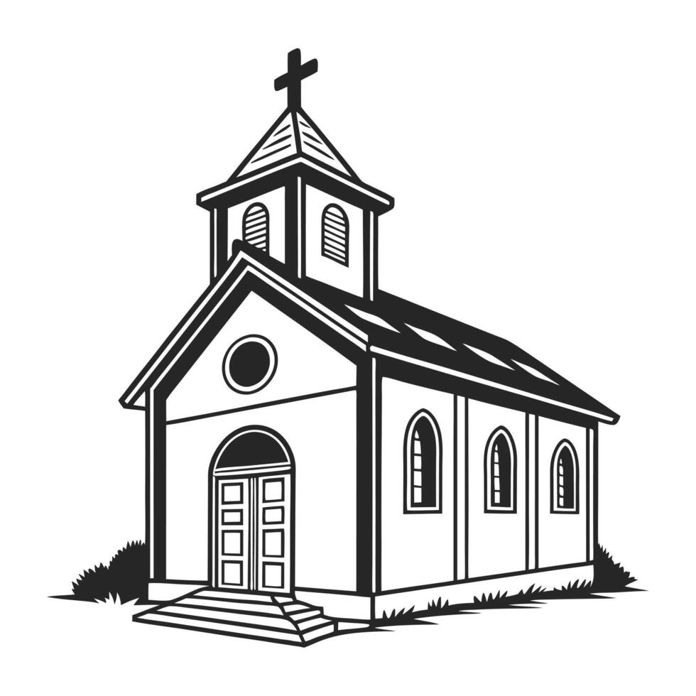 Elegant Black and White Illustration of a Historic Church vector