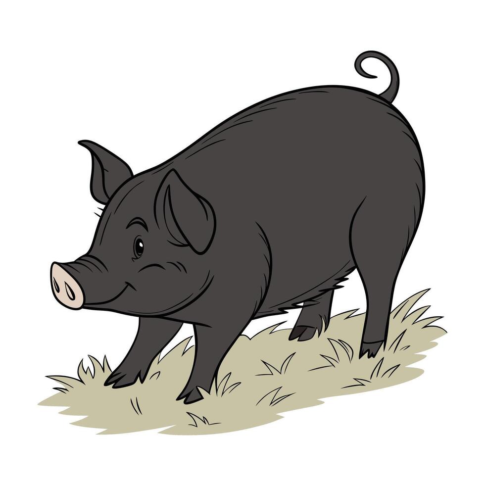 A cheerful, cartoon pig is depicted against a plain white background. vector