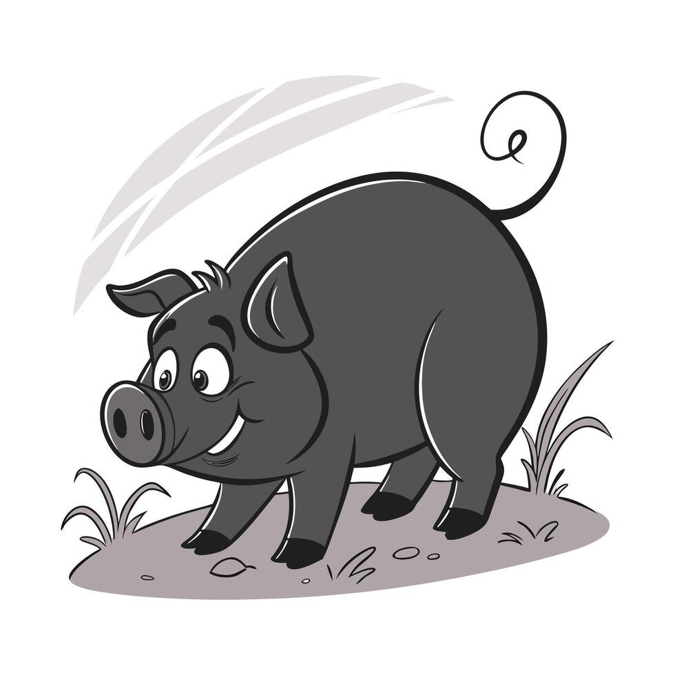 Cute Cartoon Pig Looking Upwards vector