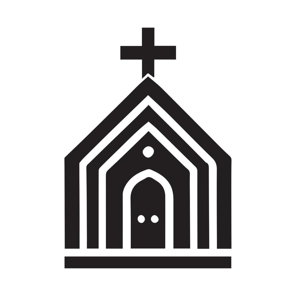 Peaceful Country Church Silhouette in a Circle vector