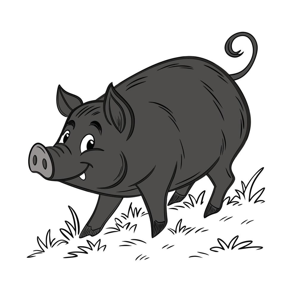 Cute cartoon pig looking up, perfect for kids' designs. vector