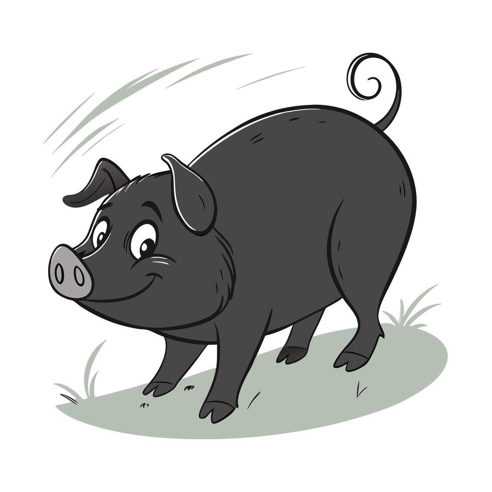 Cheerful Cartoon Pig Illustration for Children's Products vector