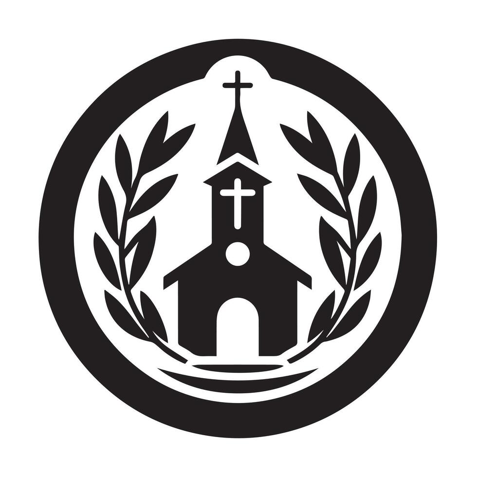 Ornate Christian Cross Emblem in Circular Design vector