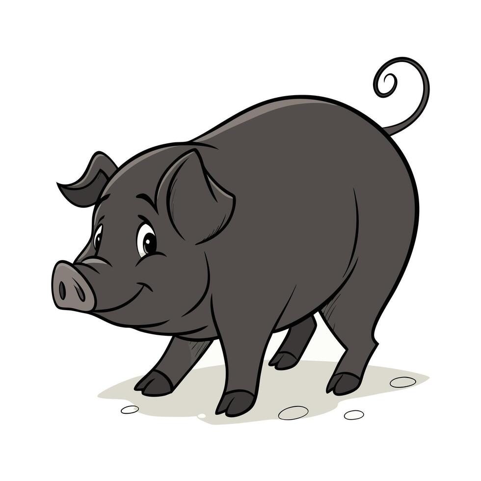 Cute Cartoon Pig Looking Upward vector