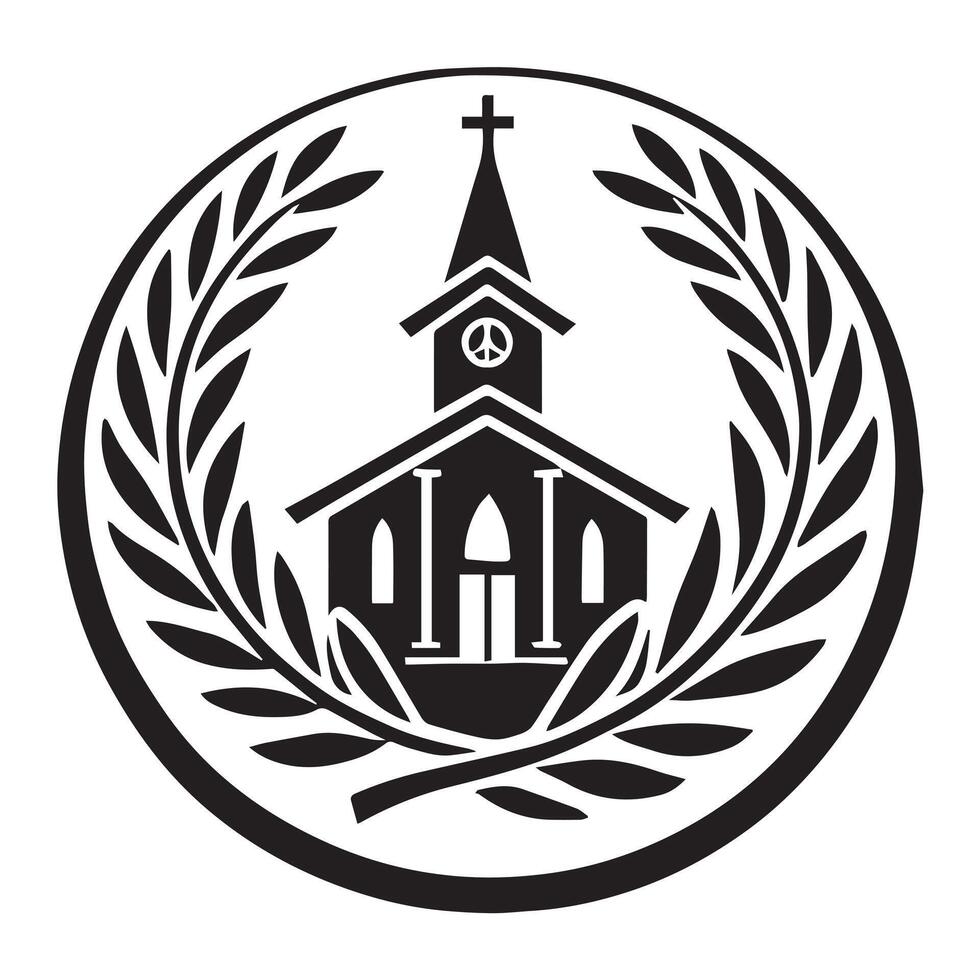 A solid black silhouette of a church building, perfect for religious or faith-related projects. vector