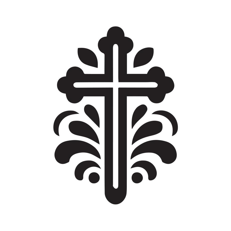 This is a stylized, black and white vctor graphic of a small church. vector