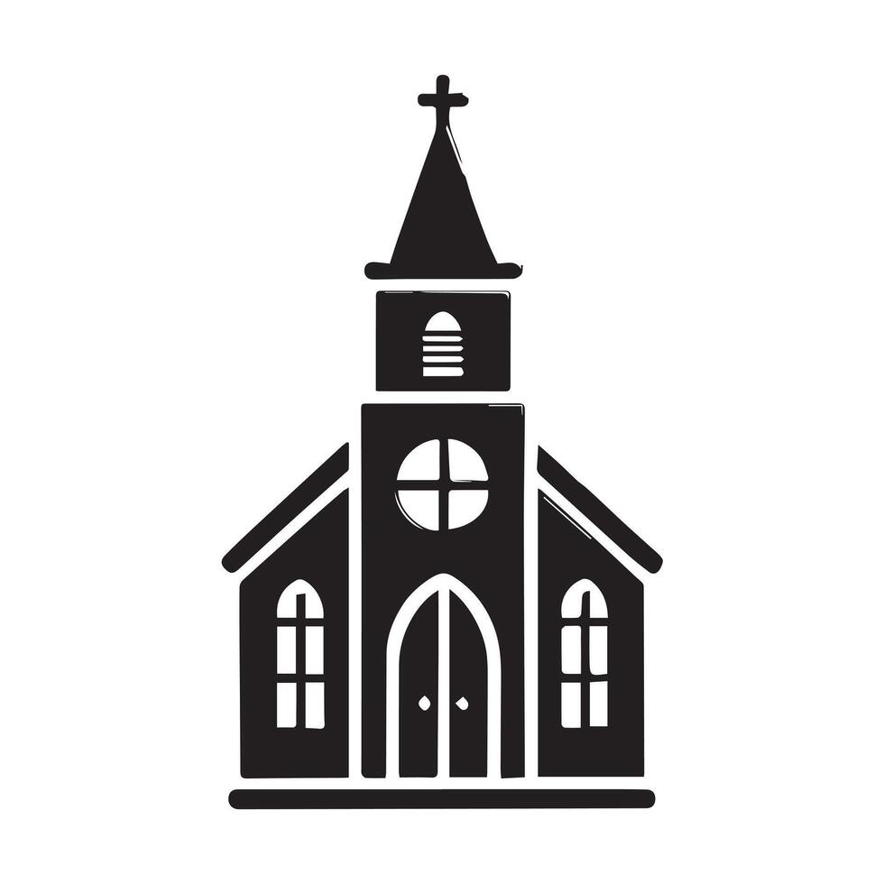 classic, silhouette style illustration of a church. vector
