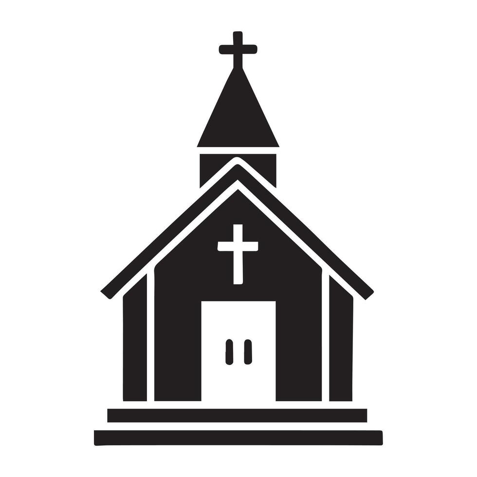 silhouette of a small church, perfect for representing religious imagery. vector