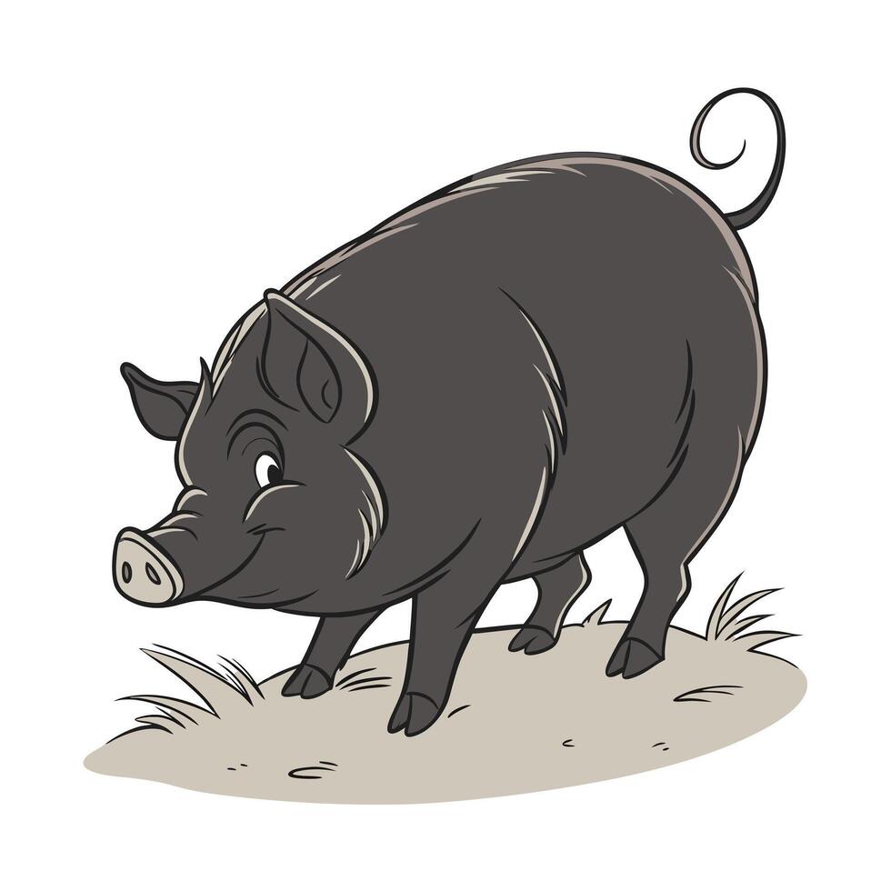 A stylized, black silhouette of a pig, perfect for graphic design, logos, or any project needing a vintage or classic animal design. vector