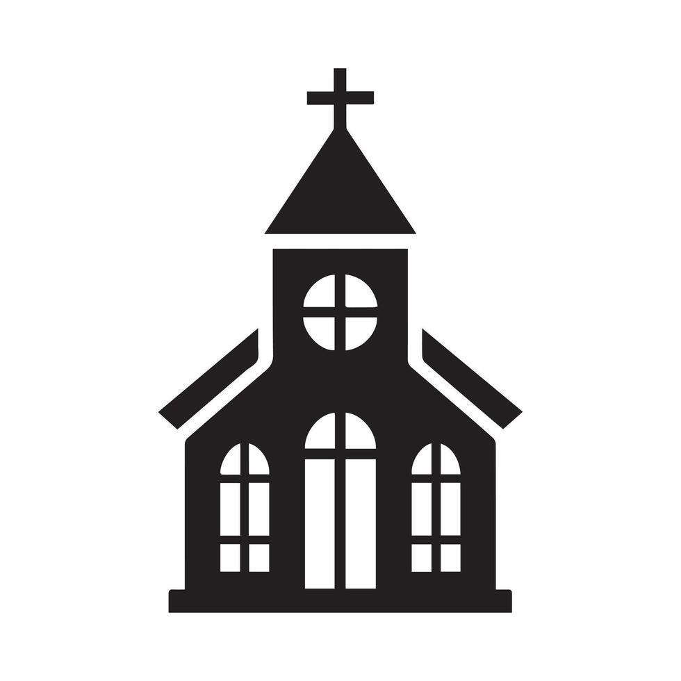 This is a classic, silhouette style illustration of a church. vector