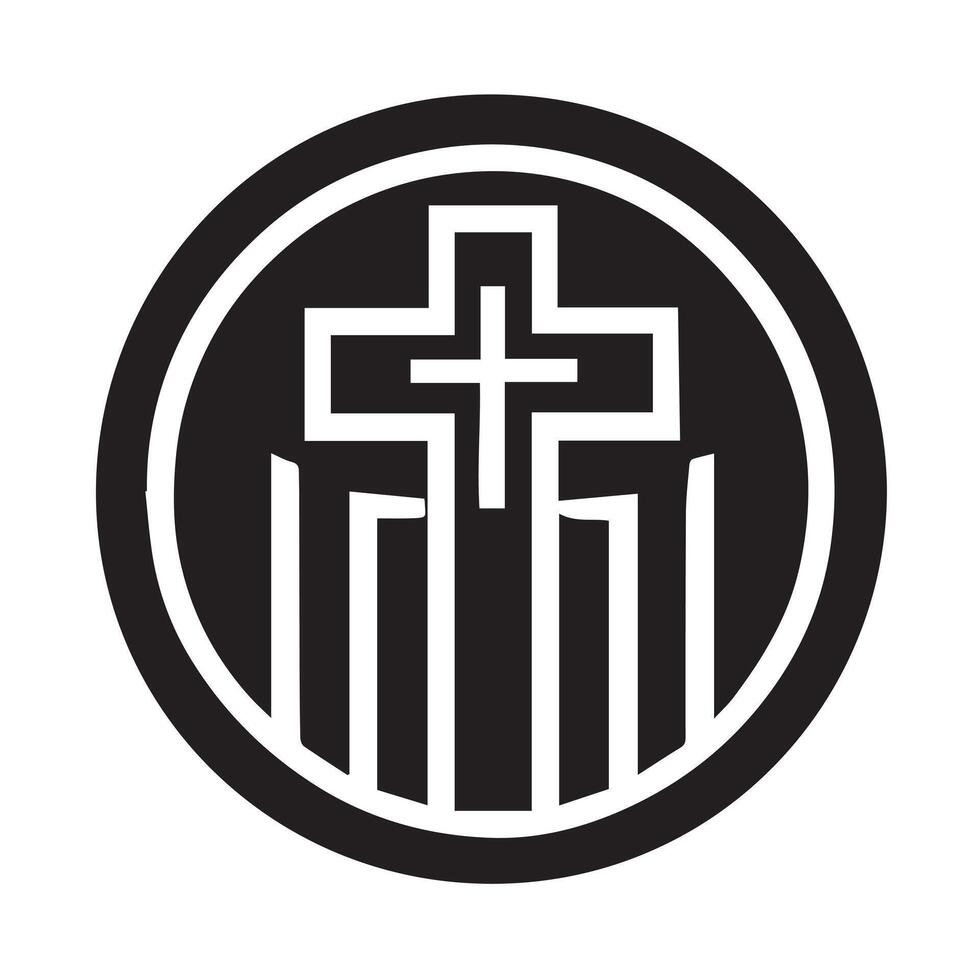 black and white church icon vector