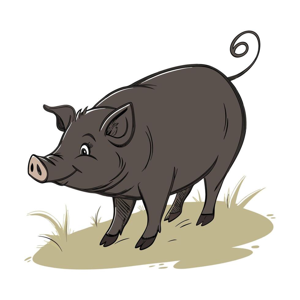 Adorable Cartoon Pig Illustration for Children's Books vector
