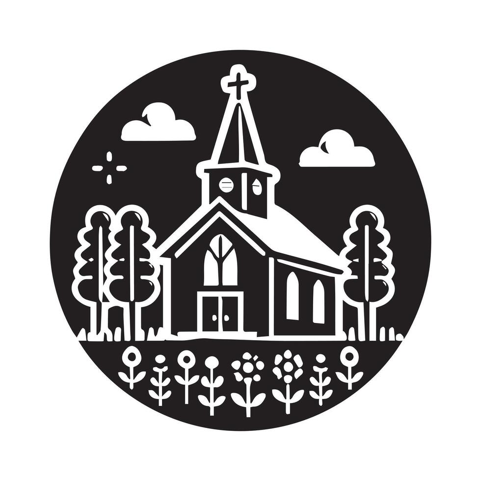 simple silhouette of a church. vector