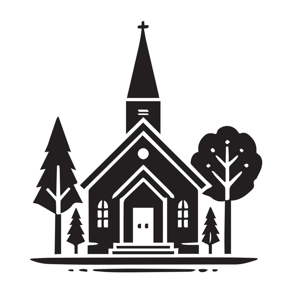 Simple Church Icon in a Circular Frame vector