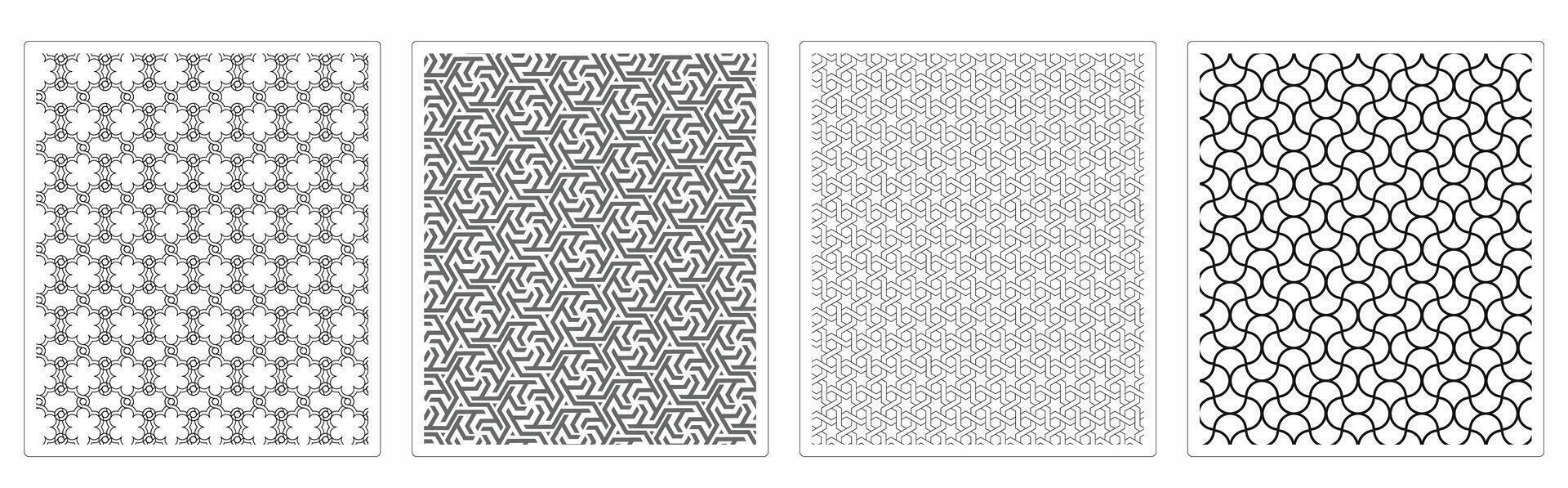 A set of four different patterns of decorative screen vector