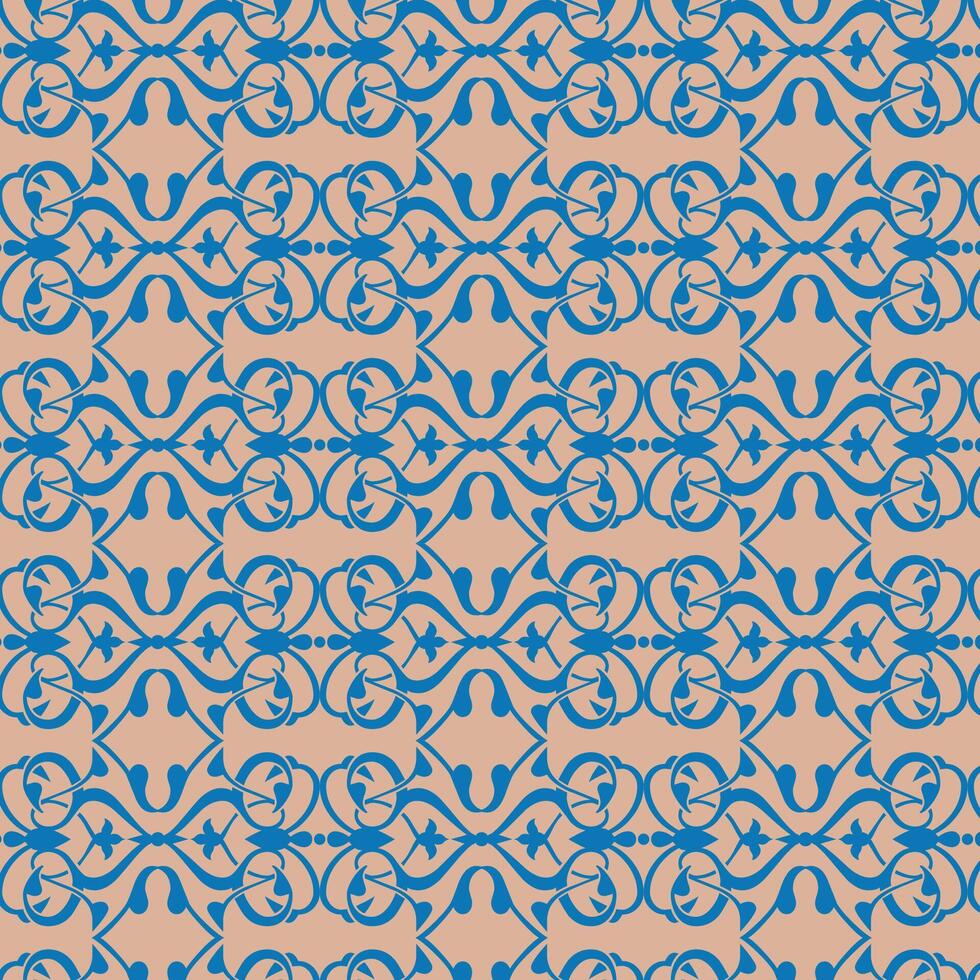 Blue and Beige Damask Pattern vector