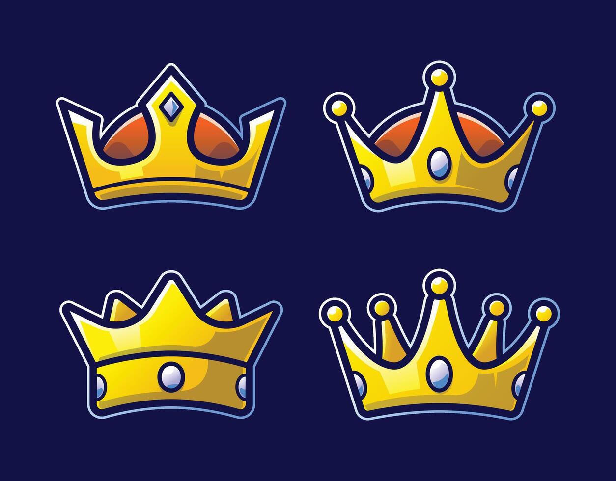 Super Set of Kings Crown for Logo and Emblem Needs. vector