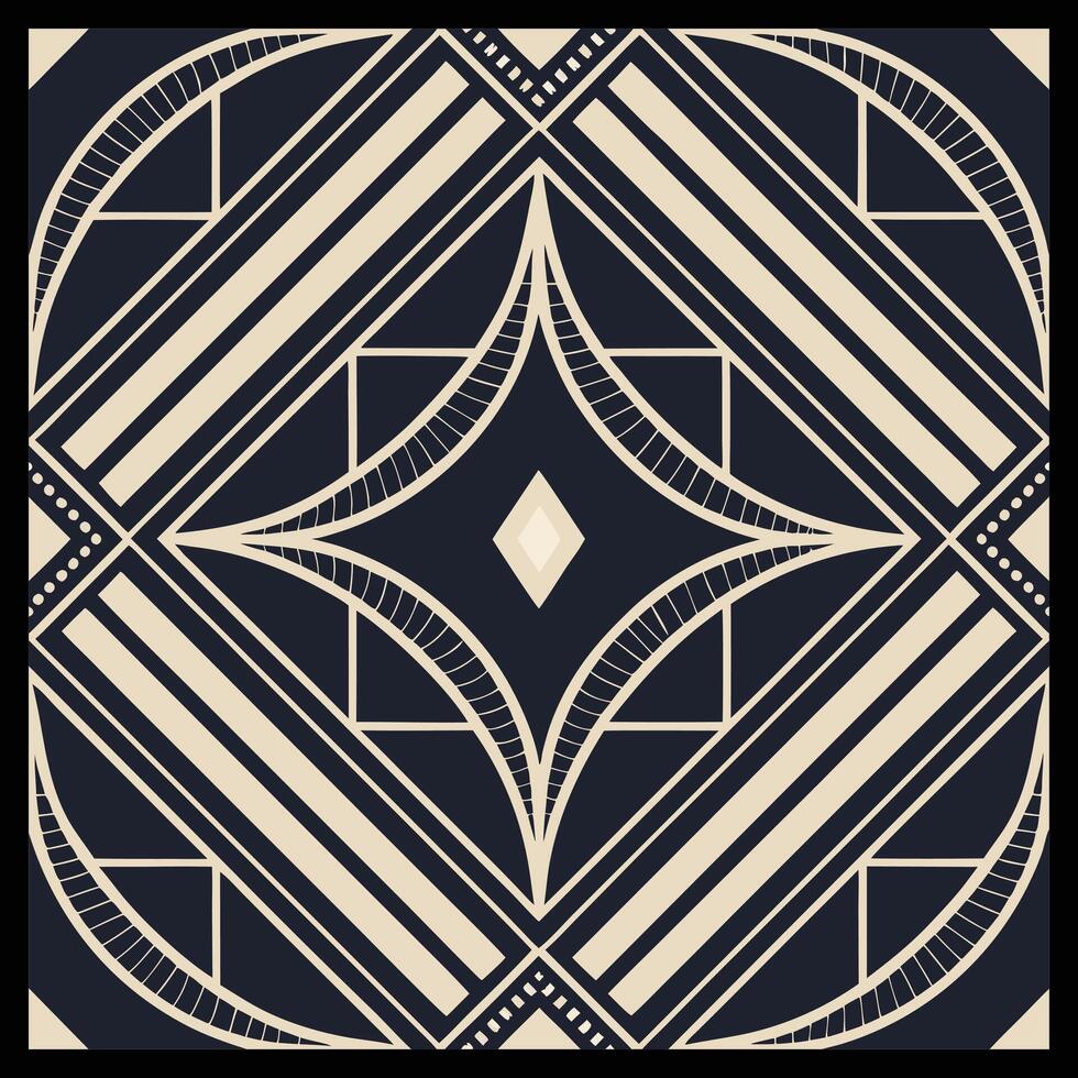 a black and white geometric pattern with a diamond in the center vector