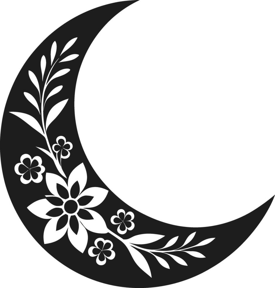 Elegant Floral Crescent Moon Illustration vector