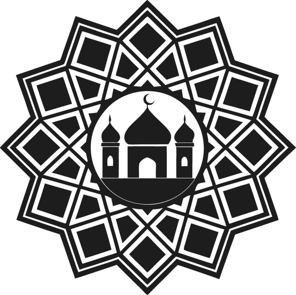 Islamic Geometric Pattern with Mosque Silhouette for Festive and Religious Designs vector