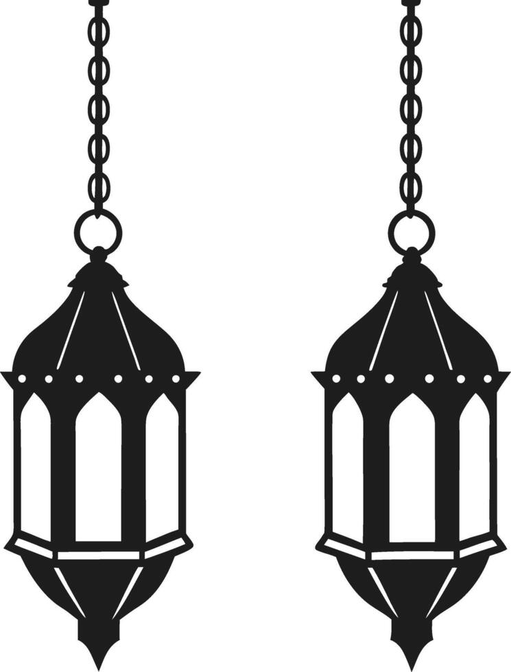 Traditional Hanging Lantern Silhouettes for Islamic Festivities vector