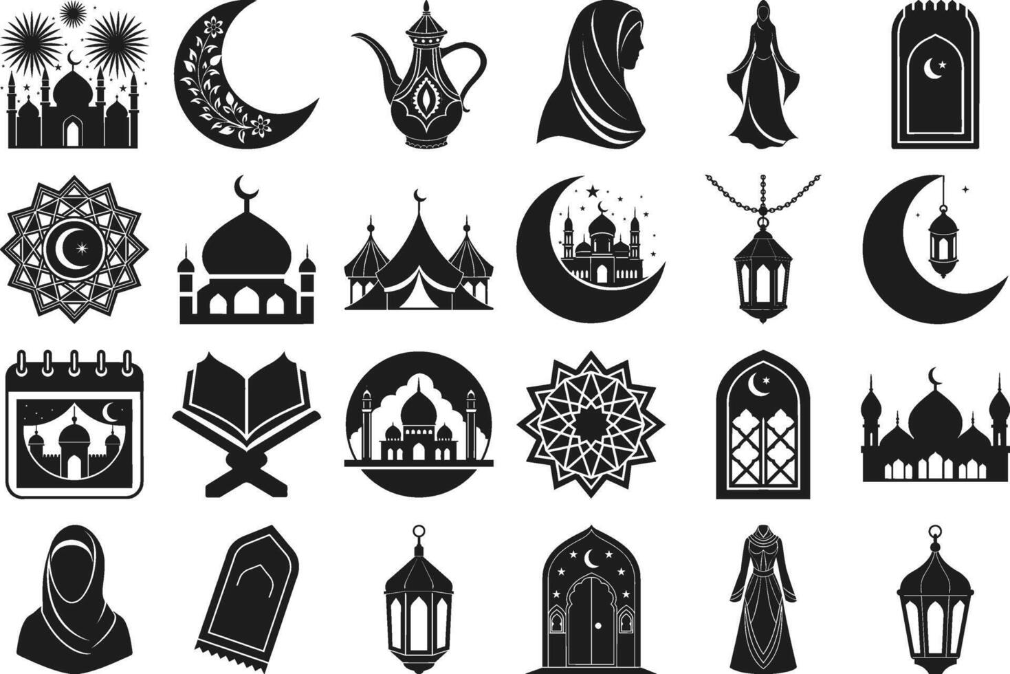 Islamic Icon Set - Ramadan and Eid Elements vector
