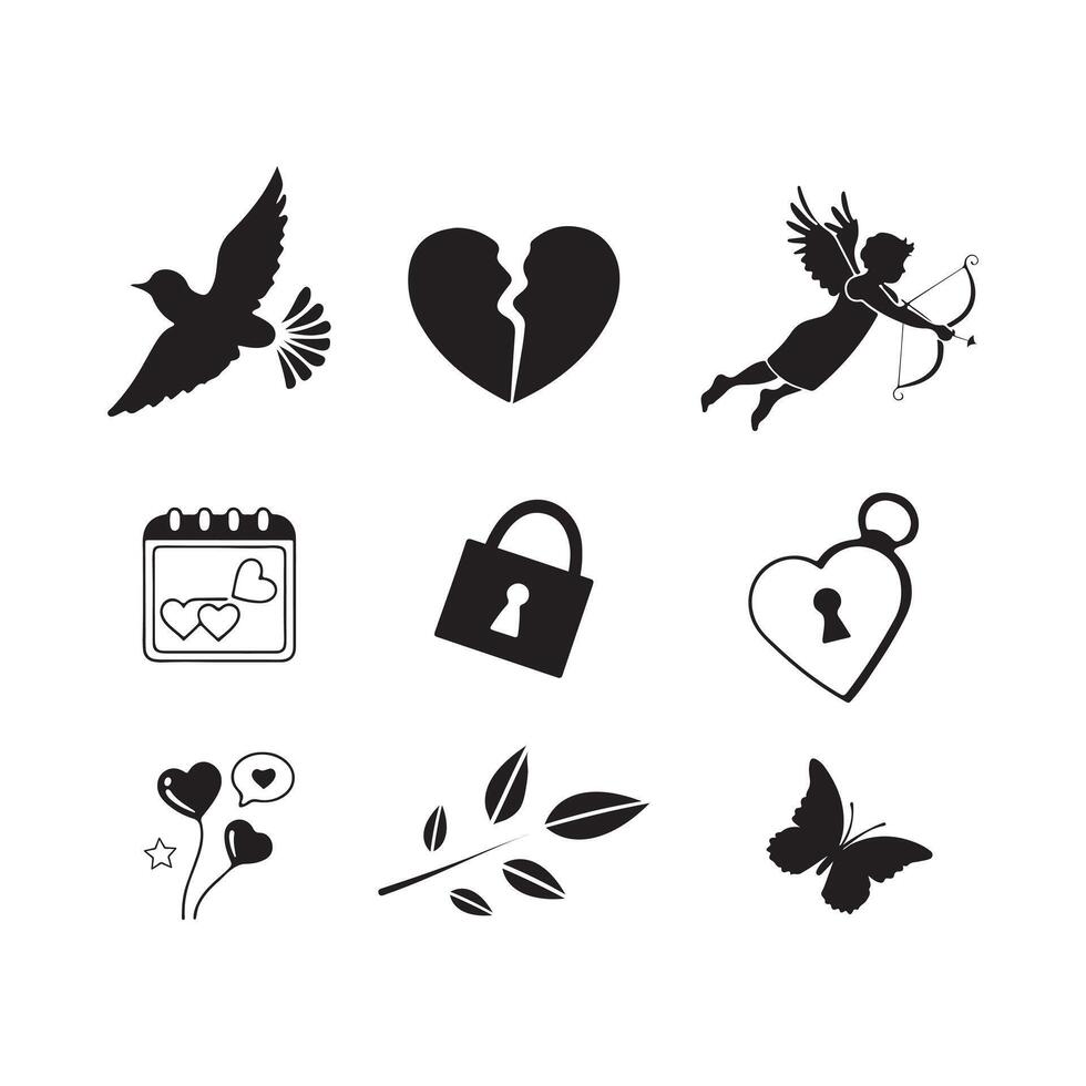 Illustration icon set for Valentine's day. vector
